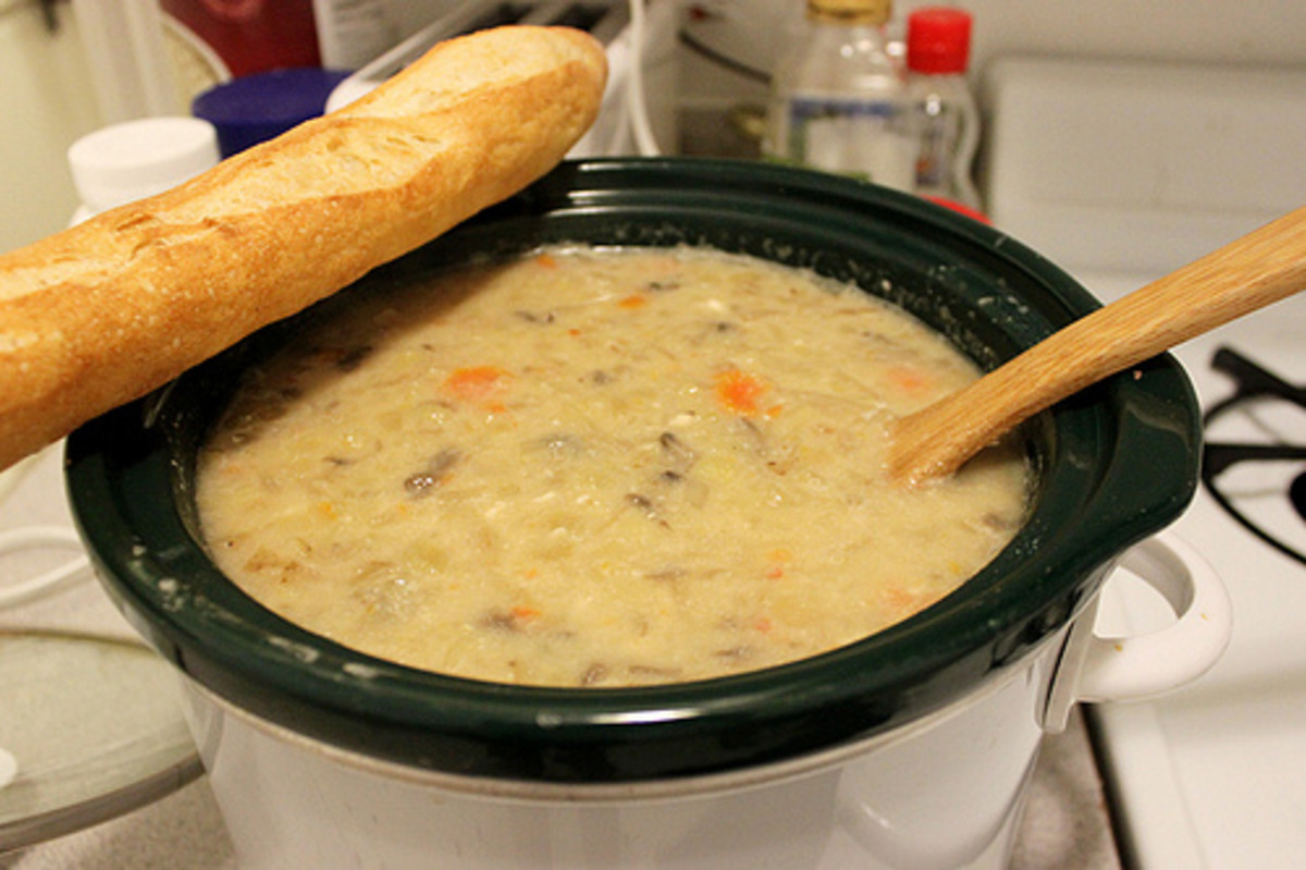 Slow cooker potato and mushroom soup. Click the link for the recipe.