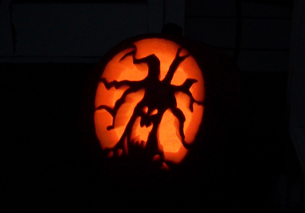 Jack-o'-lantern designs are no longer just faces. Spooky Halloween scenes are commonly found carved into pumpkins.