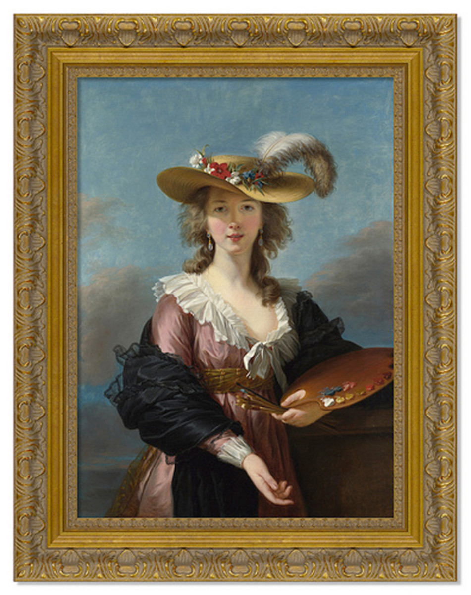 A frame with elaborate detail is acceptable for a portrait.