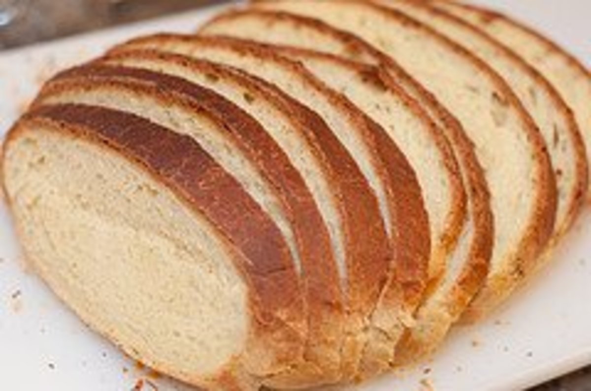 Bread containing gluten