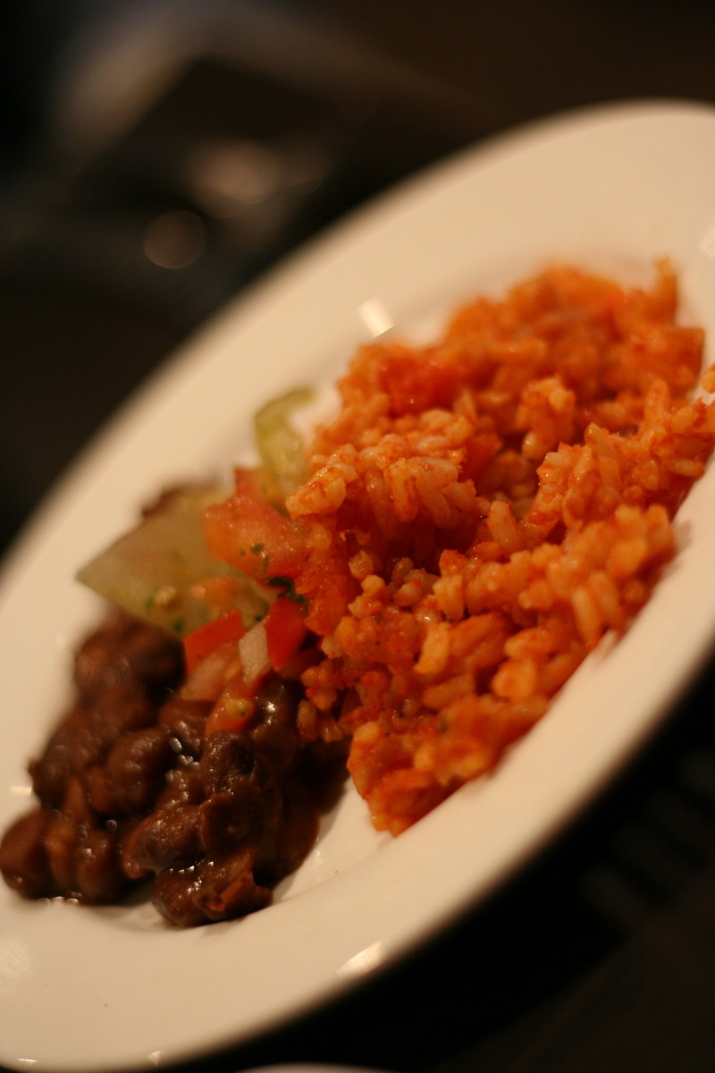 Spanish Rice and Beans is a filling and cheap meal.