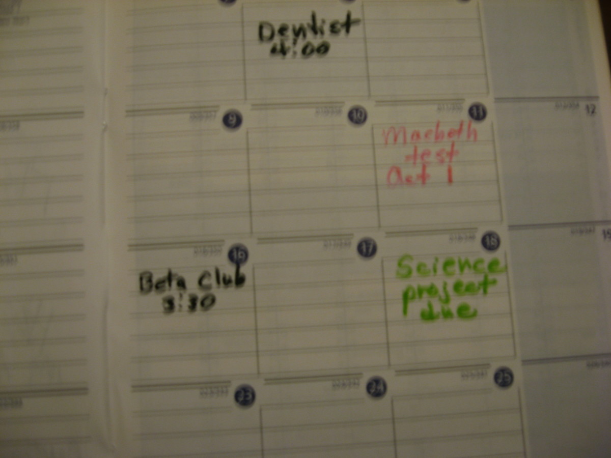 Use a calendar to post deadlines and important events.