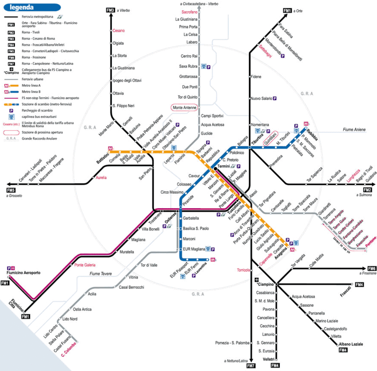 Карта метро в риме