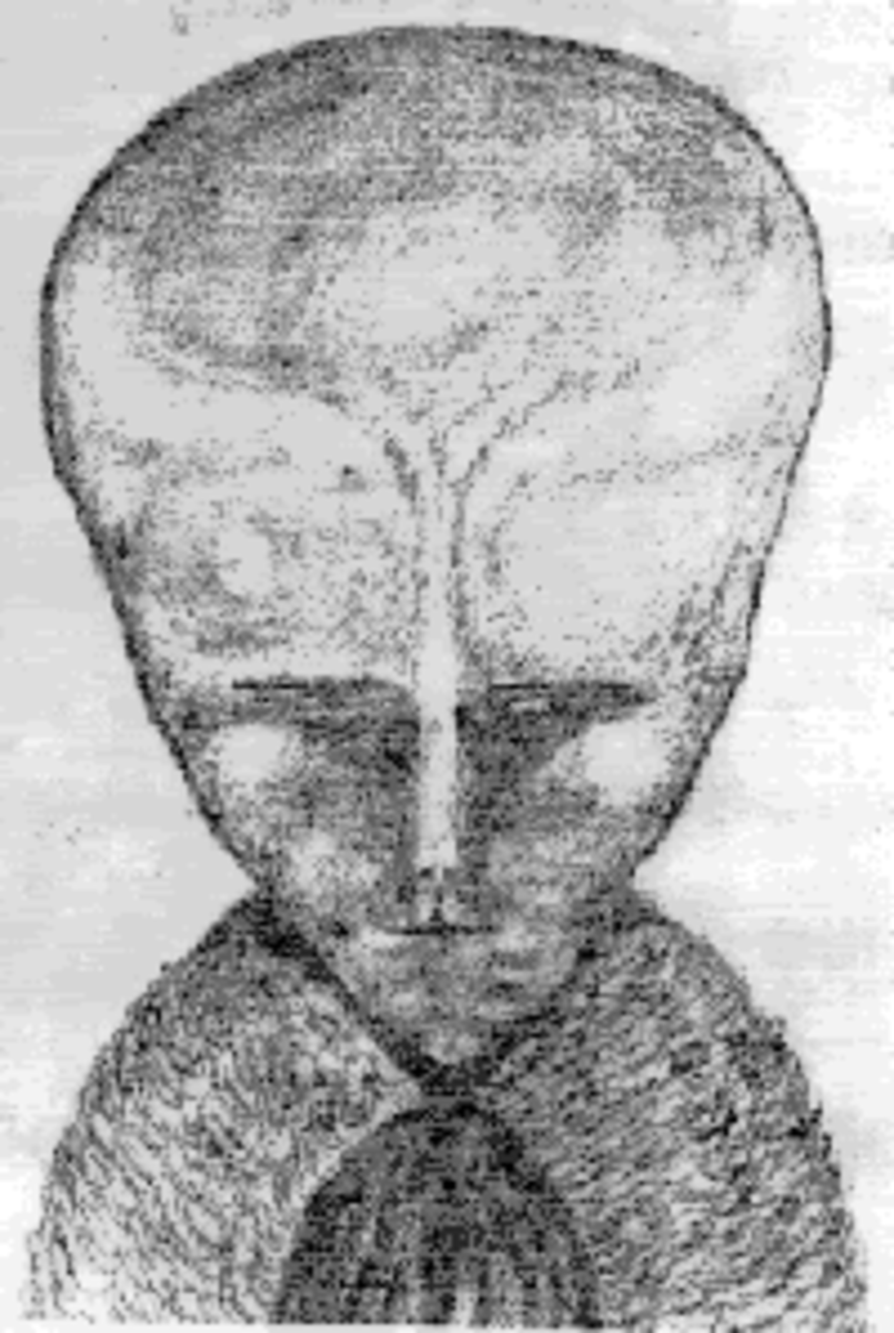 An entity called 'Lam' that Aleister Crowley summoned in the year 1918, as sketched by Crowley himself.