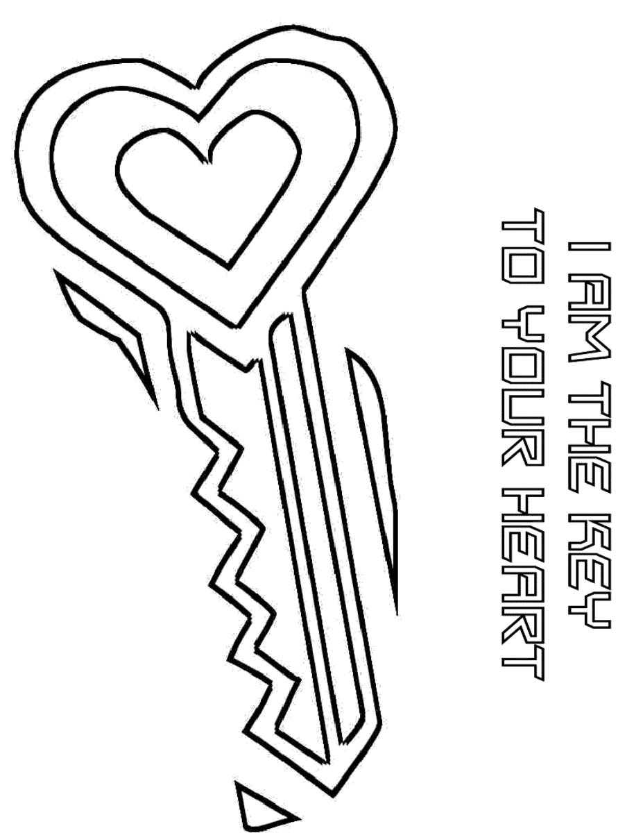 Heart coloring image of key to my heart