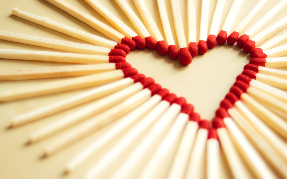Red Heart made with match sticks