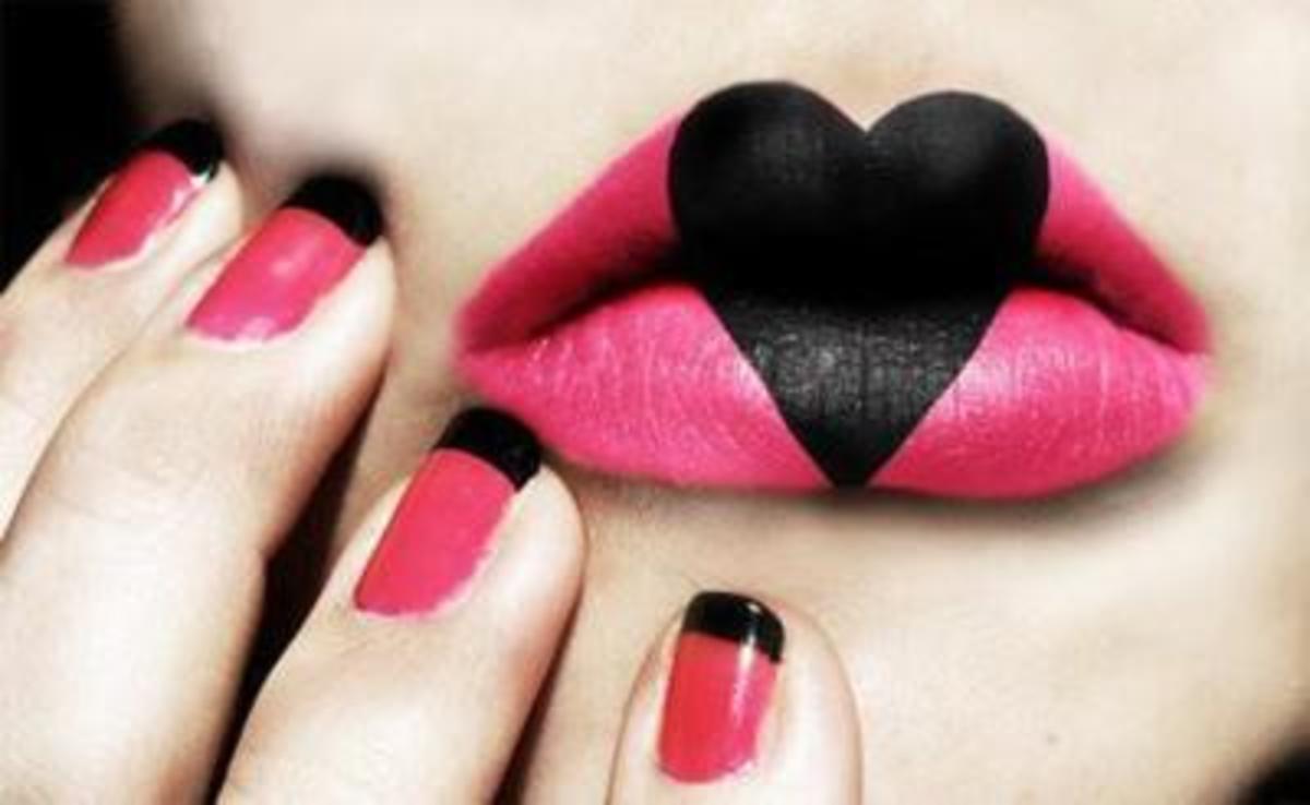 Pink and Black heart lips