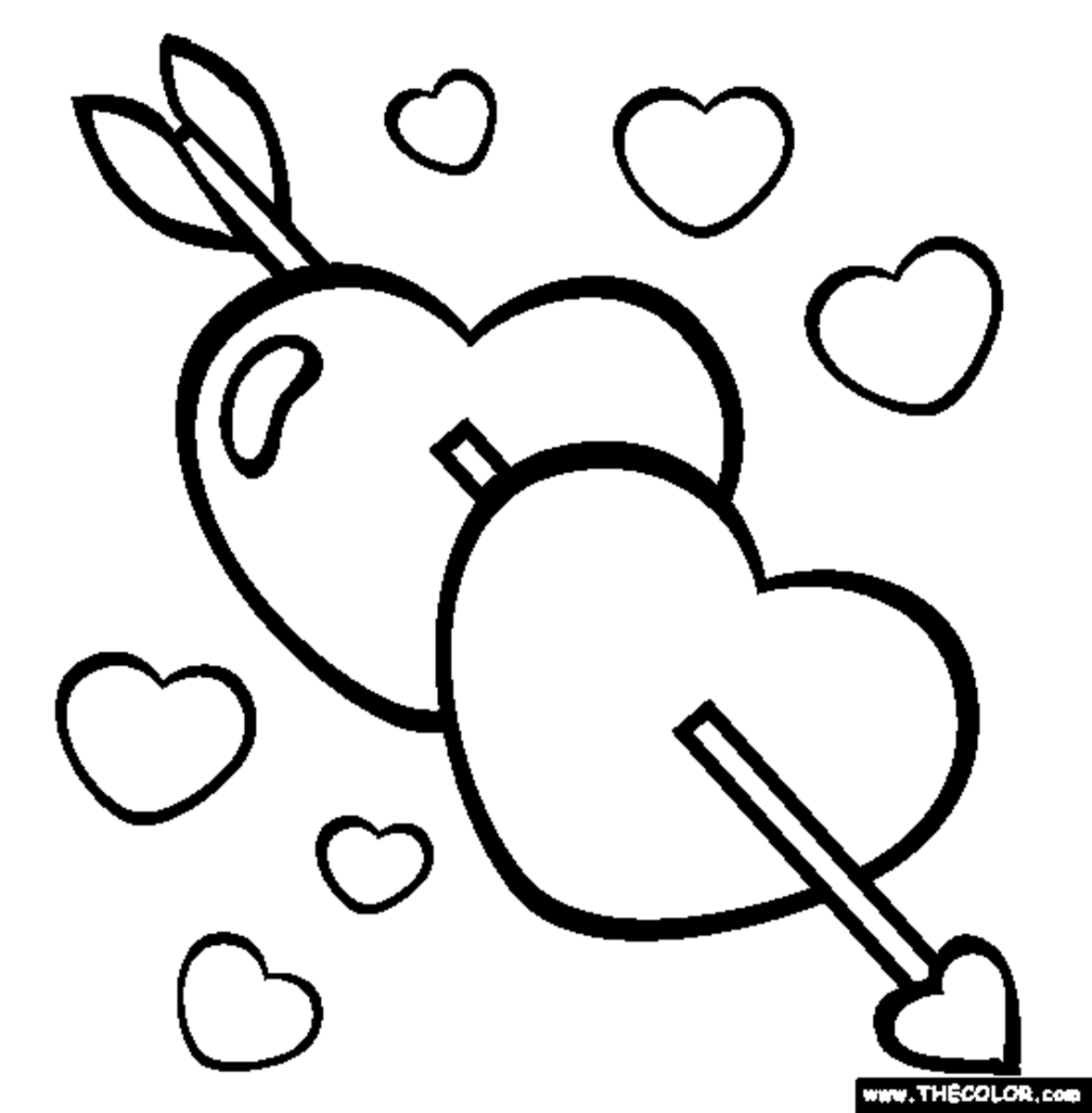 Arrow Hearts. Cupid's Arrow through two hearts image