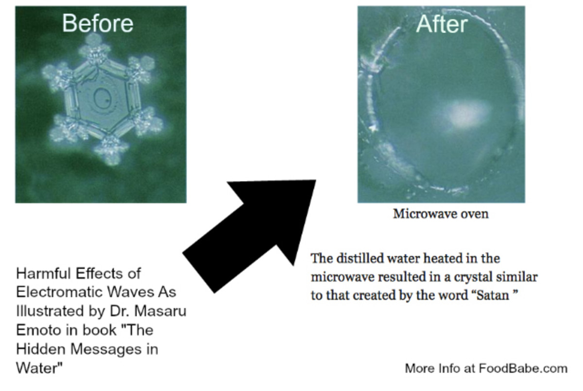 Water exposed to the word "Satan" or "Hitler" forms different crystals, like microwaved water? O RLY?