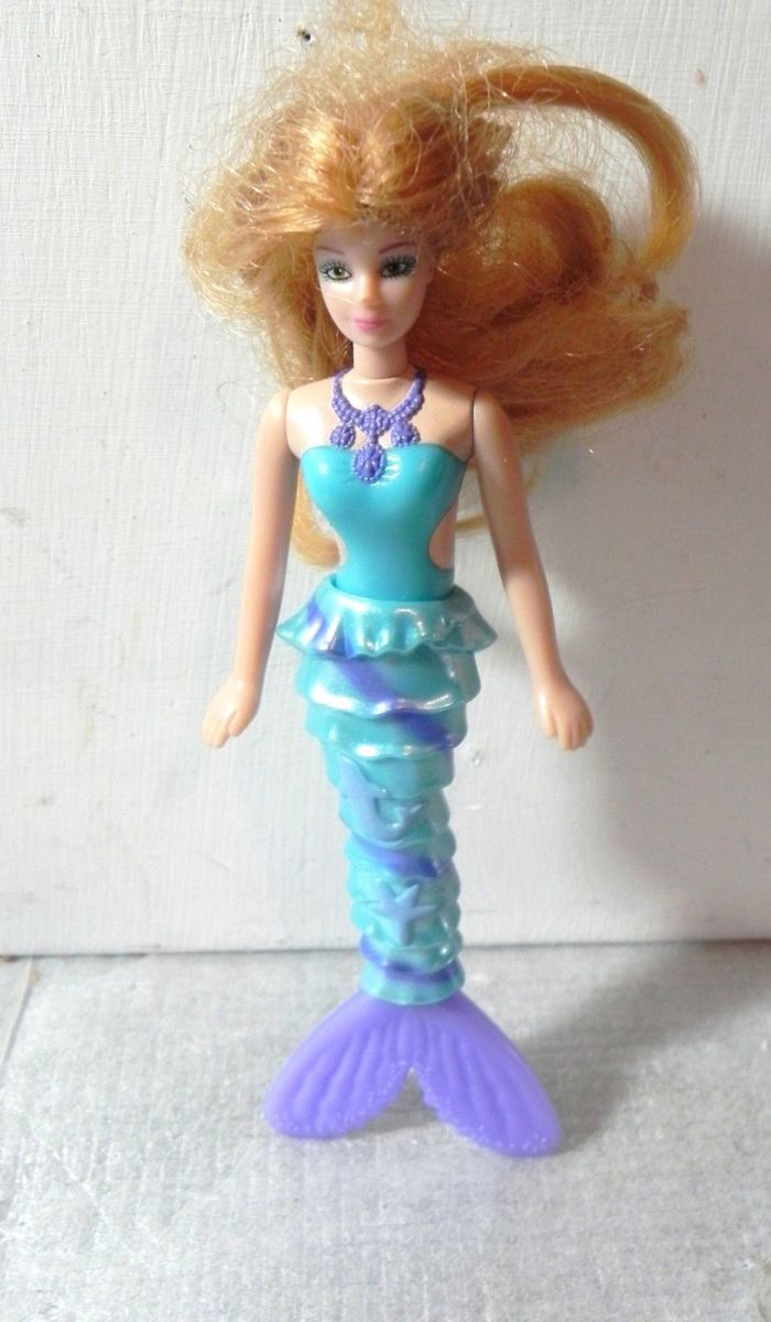 McDonald's Happy Meal Barbie Mermaid in teal with actively played with long brown hair