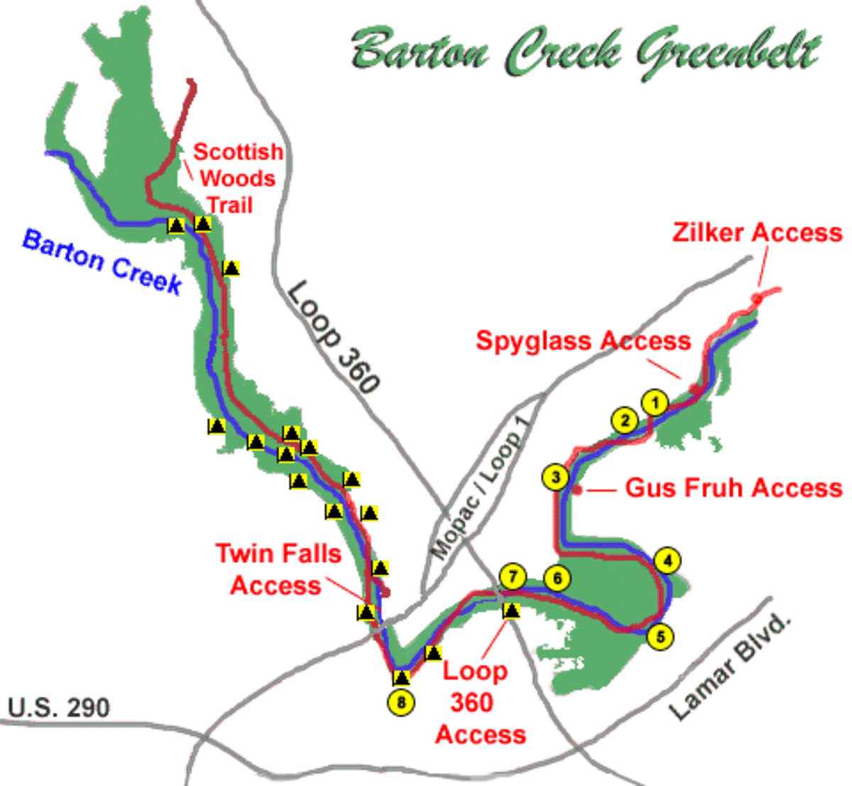 Barton Creek Greenbelt Trail Map