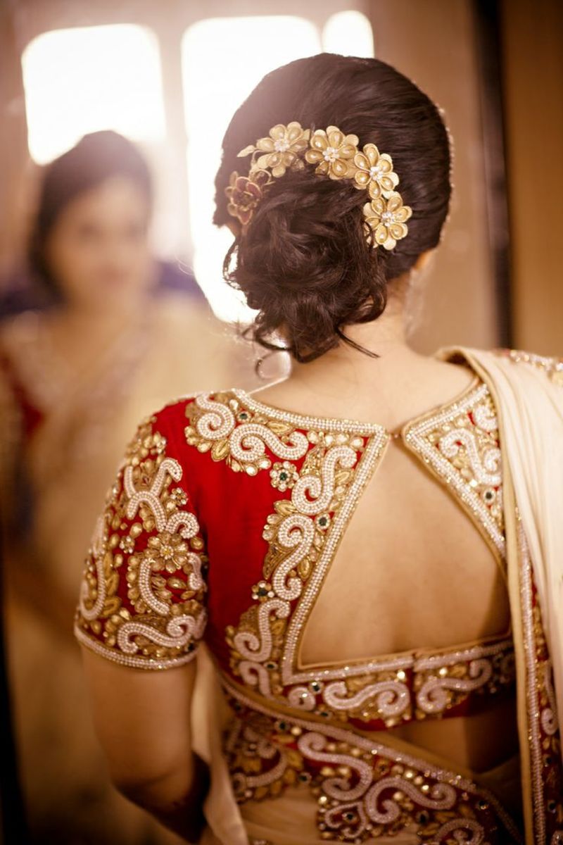 Picture of Red Bridal Saree Blouse Back design 