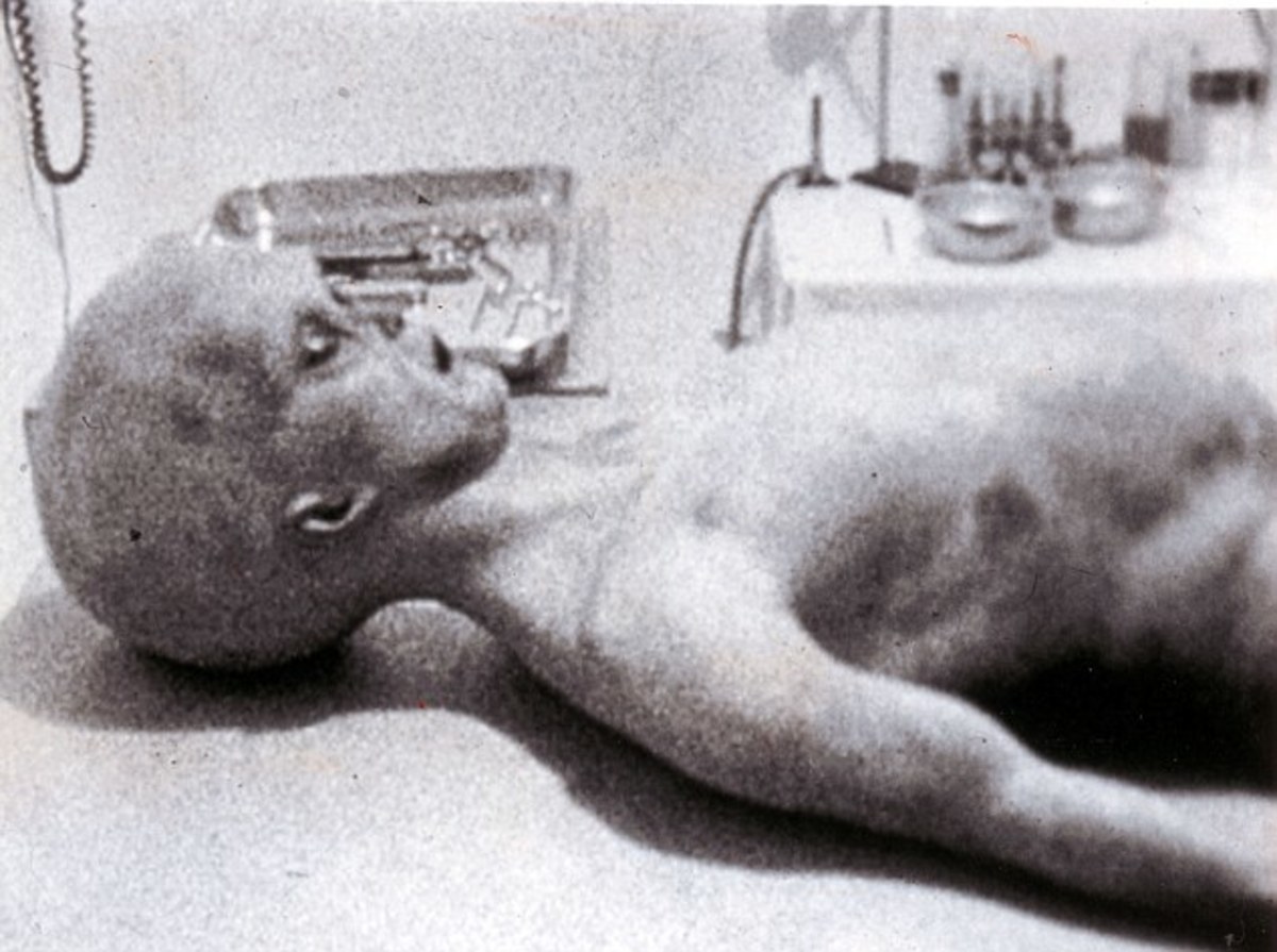 这是一个所谓的罗斯威尔在事故现场发现外星人的身体。