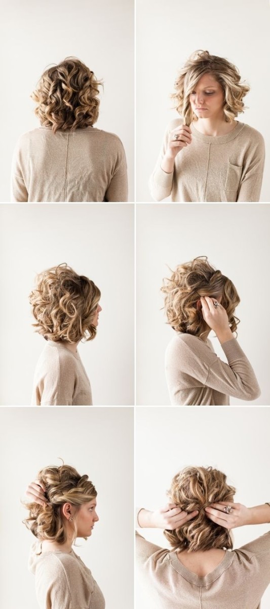 Create a half updo by pinning back some of your hair after curling it with a curling iron.