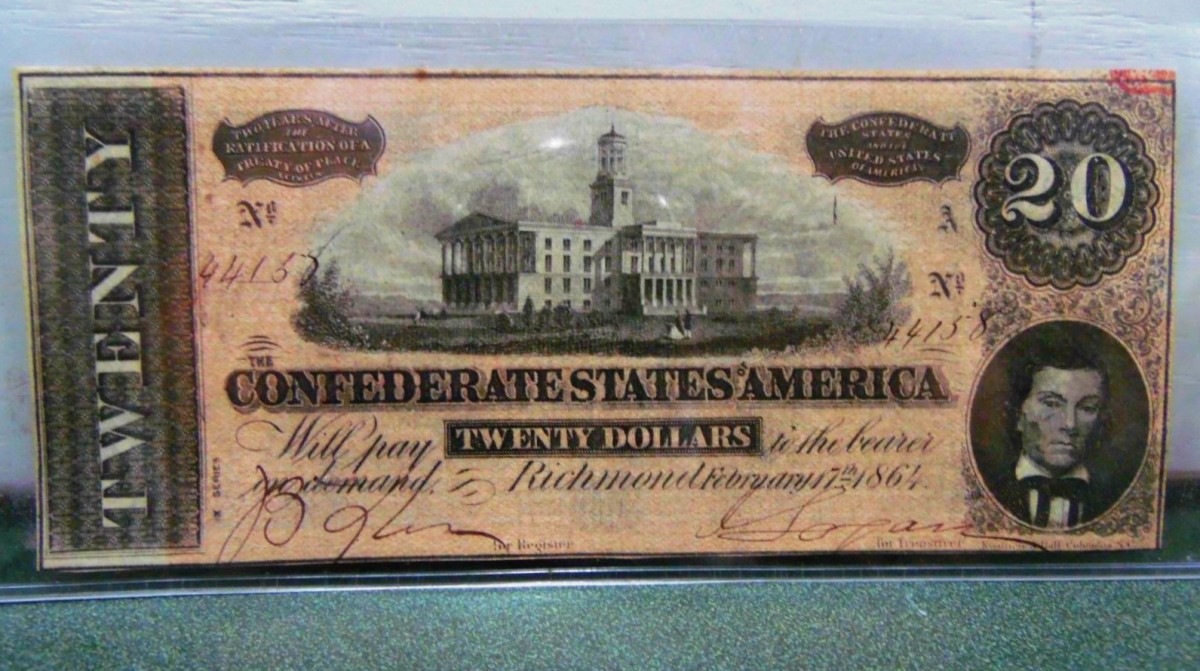 1864 Confederate States 20 dollar Note