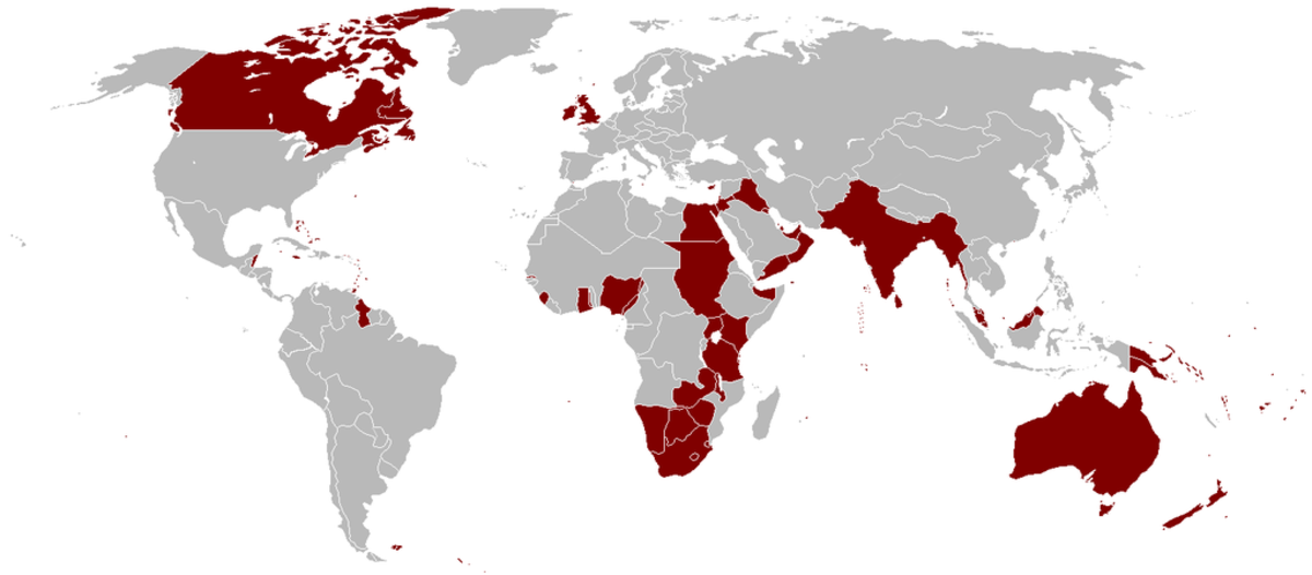 A depiction of the British Empire at its territorial peak in 1921 AD.