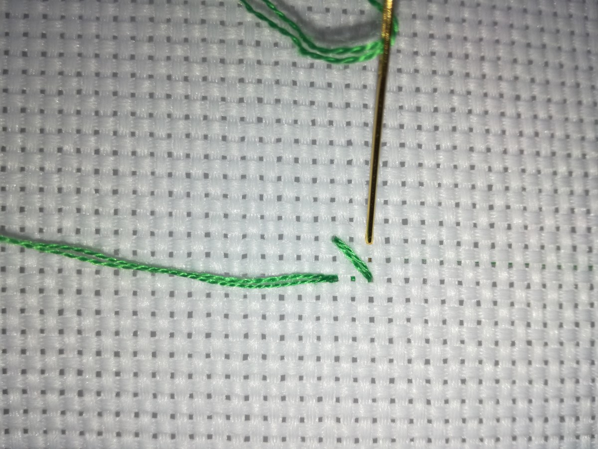 Image 7. Make sure your thread lays towards the top of your work as you complete each stitch.