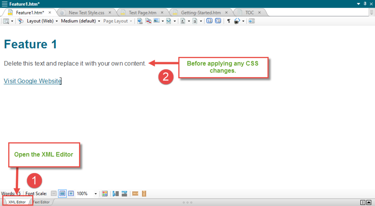 Before Applying External CSS Changes