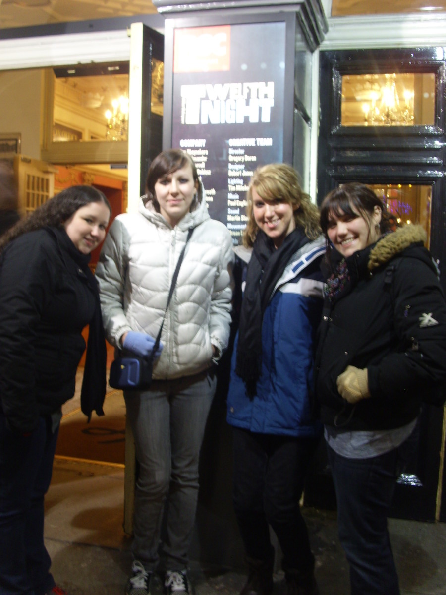 Outside the Duke of Yorks Theatre seeing Twelfth Night