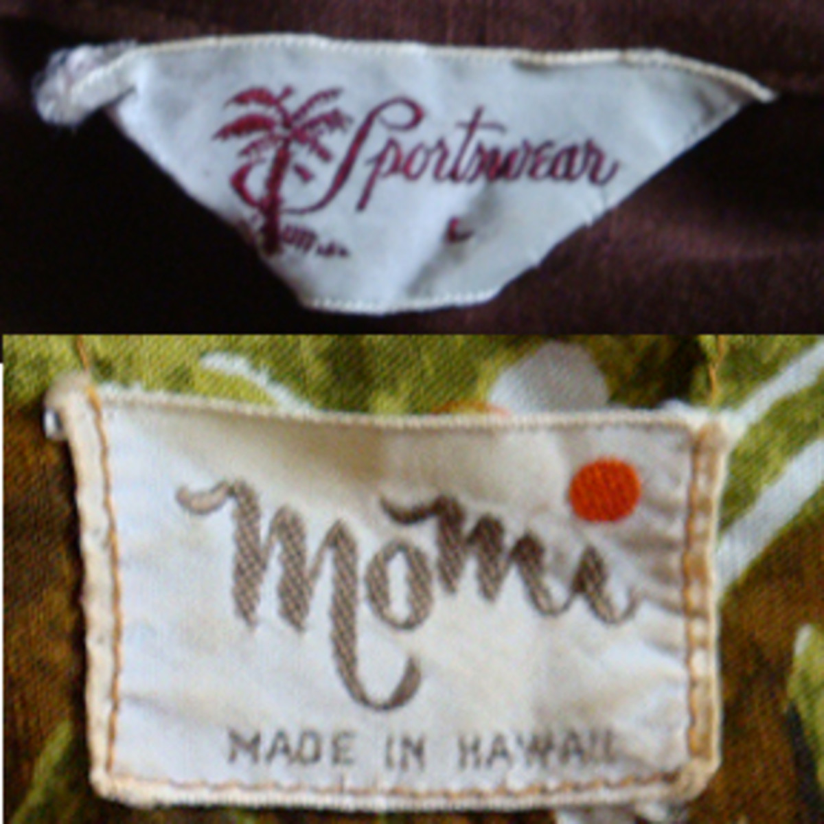 Two necktag examples: loop style (top) and four sides stitched (bottom)