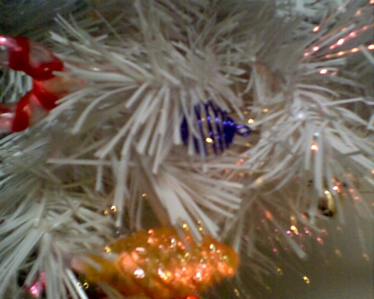 White Christmas tree up close