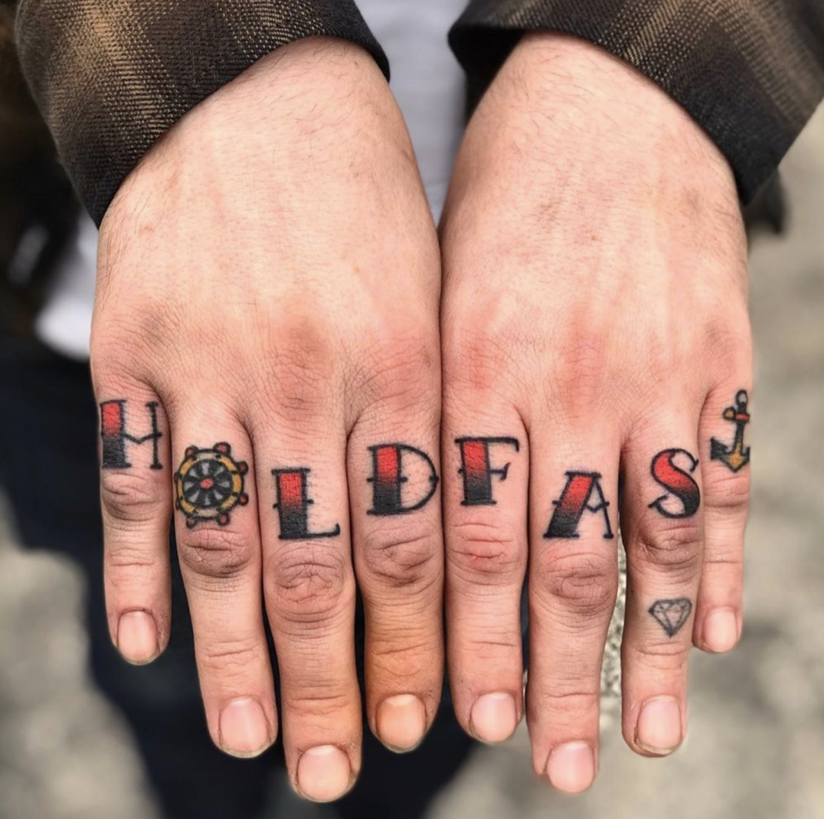 Word knuckle tattoos by @badlittleyou in Philadelphia, PA