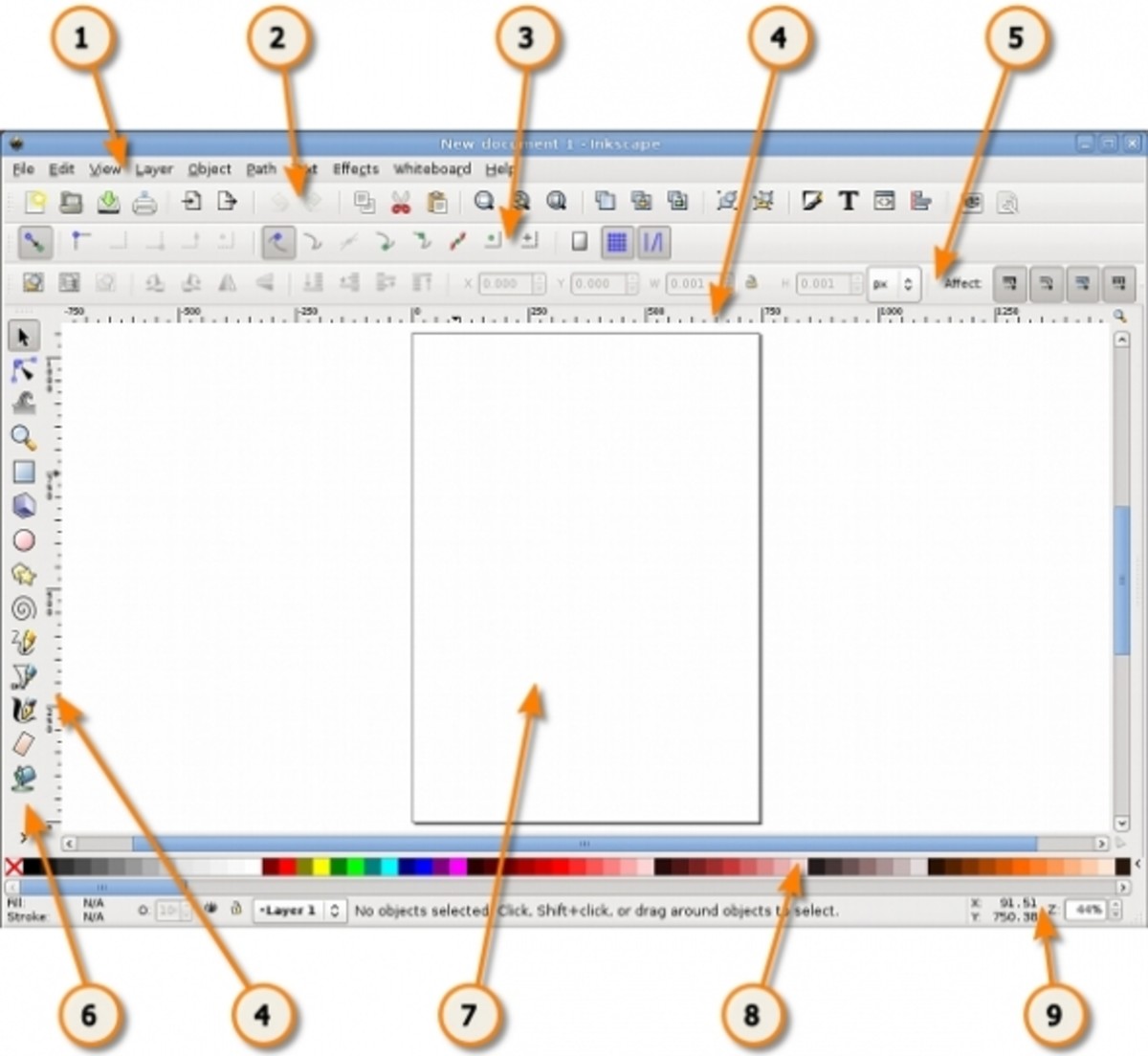 Интерфейс графического редактора Inkscape