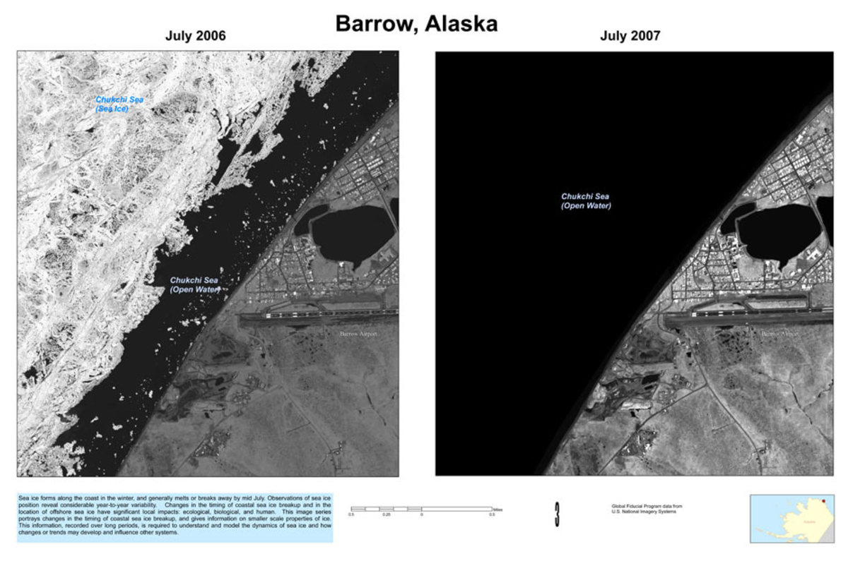 Changes in the time of ice break-up, Barrow, Alaska