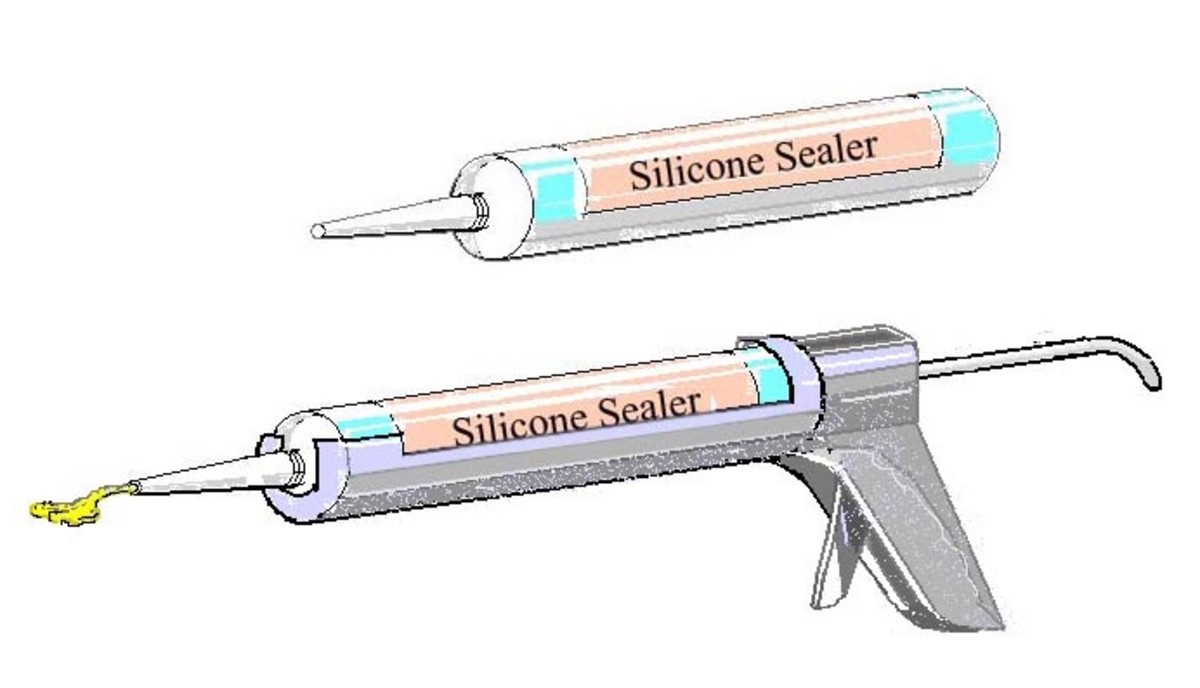 A silicone tube and a gun to dispense it