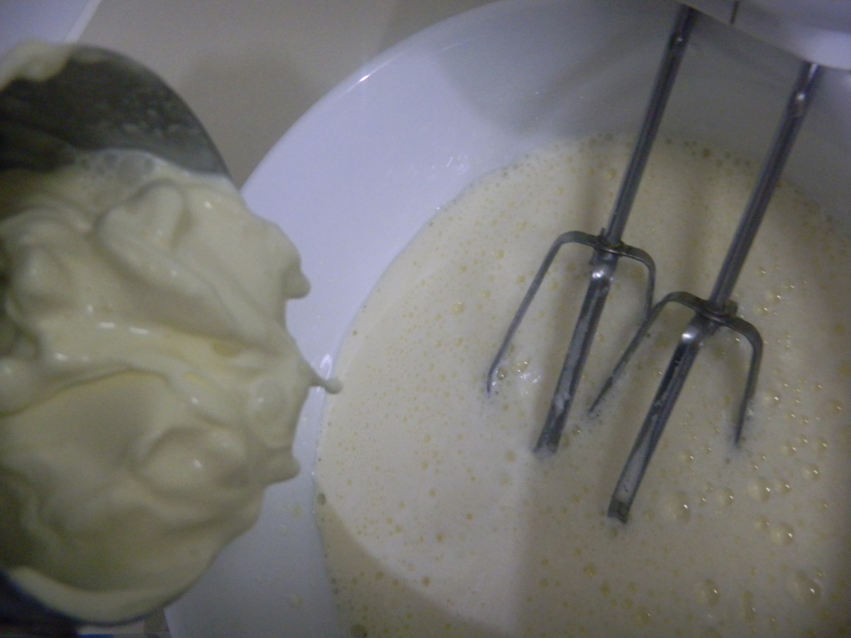 Add the milk & cream and keep whisking. Then add your vanilla paste to the mix and continue whisking for a furter minute.