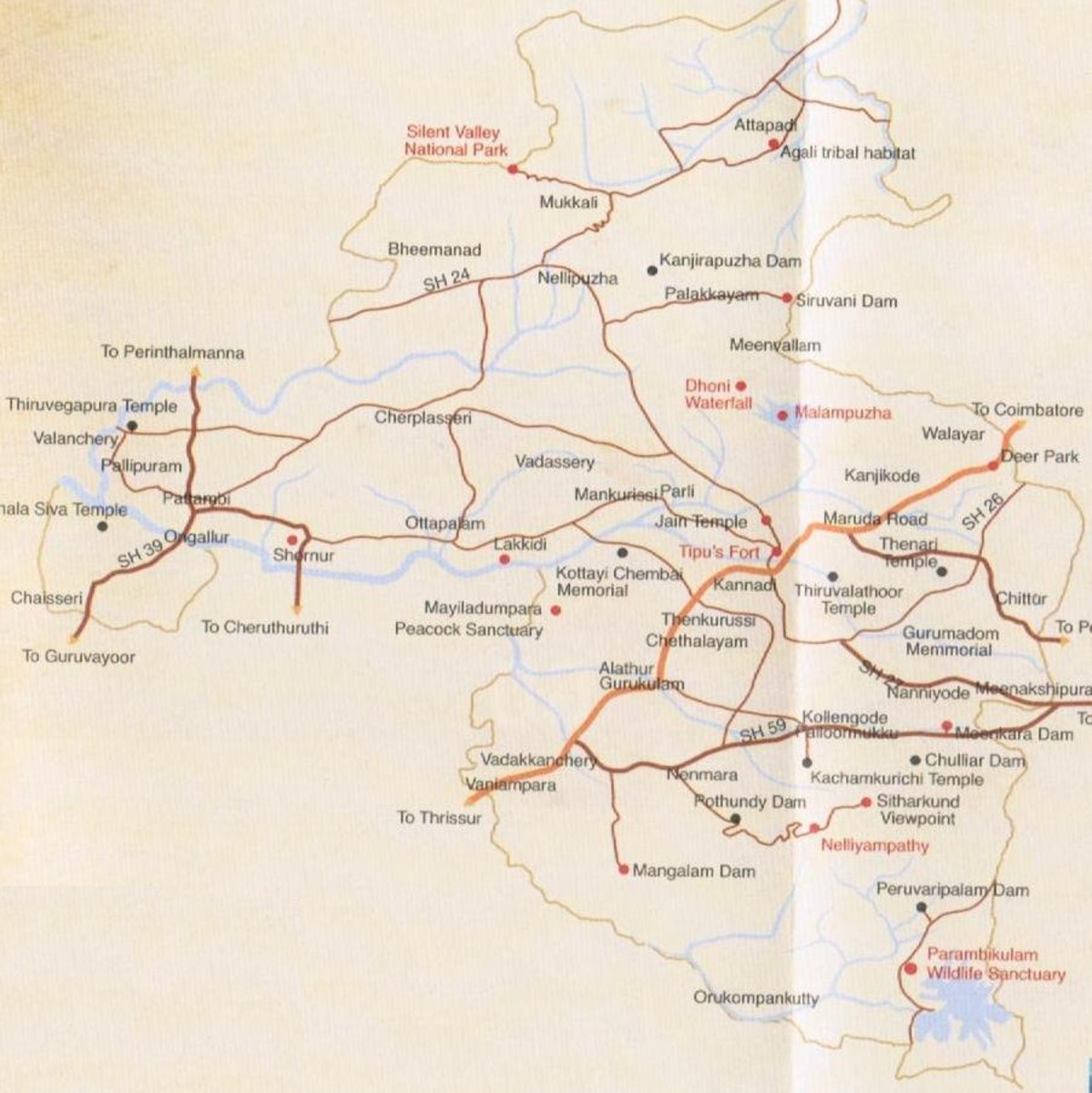 Palakkad Tourism Map