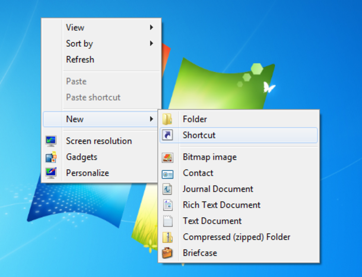 Click on New Shortcut to create a shortcut icon for your shutdown prank icon.