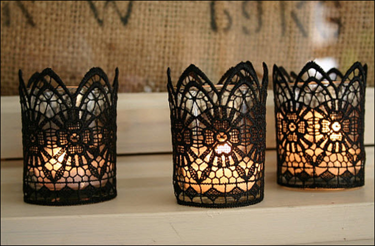 Lace covered candles