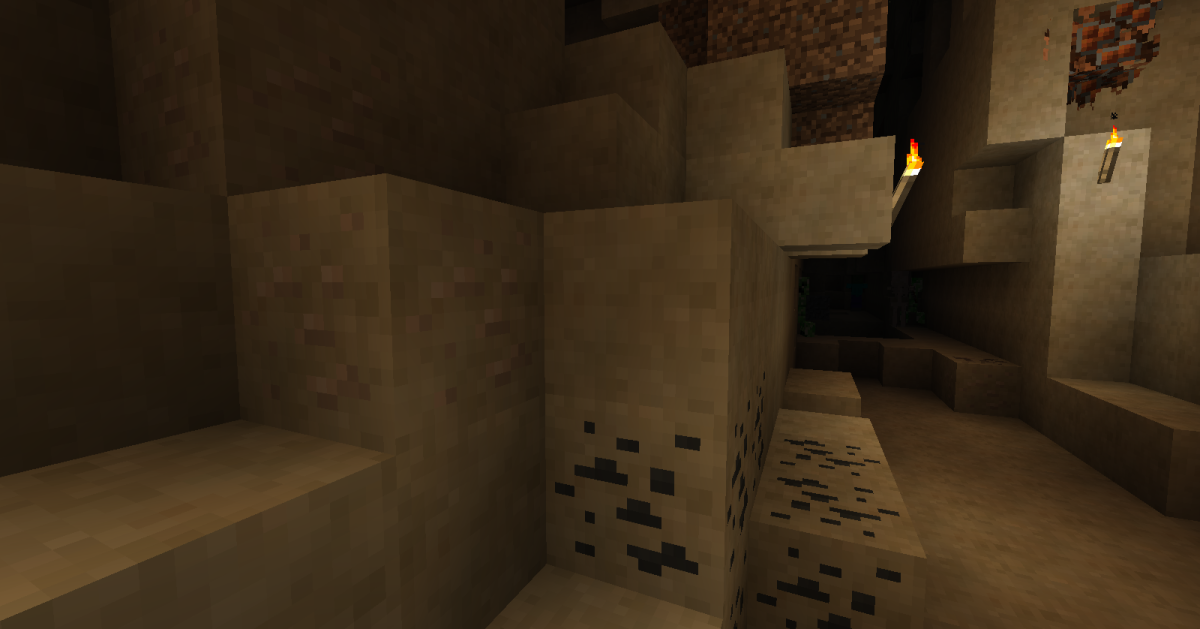 As shown by the iron and coal in this screenshot, it can either be much easier to see ores in the new stone, or all but impossible.
