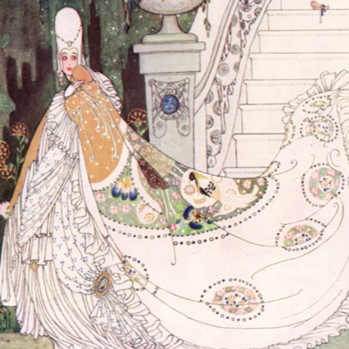 Here we show a portion of "Cinderella" - a design by Kay Nielsen from a suite inspired by the Fairy Tales of Charles Perrault.
