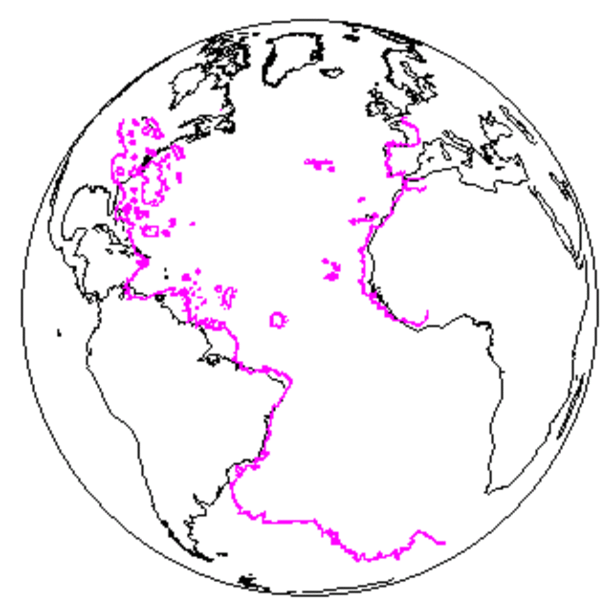 Piri Reis Map superimposed on a modern world map. 
