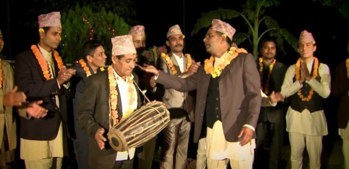 Nepali Guys Playing Deusi on 4th Day ofTIHAR Festival