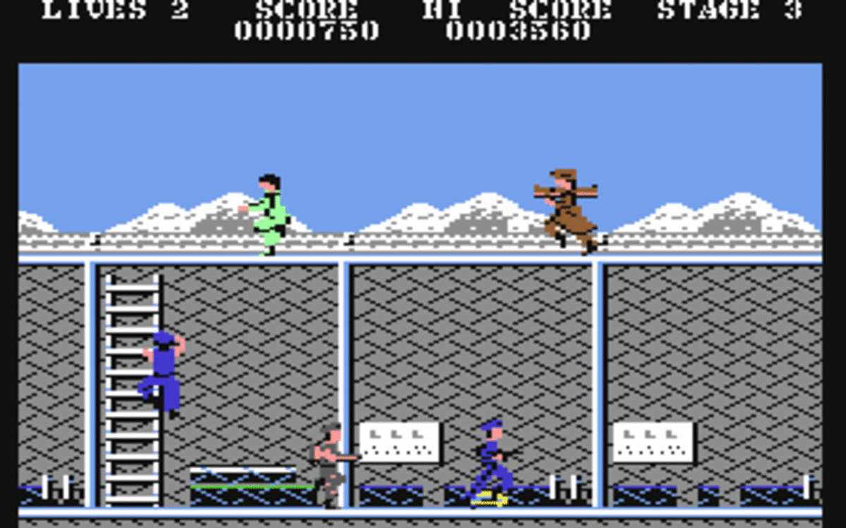 Frantic stabbing action on the C64 version of Green Beret