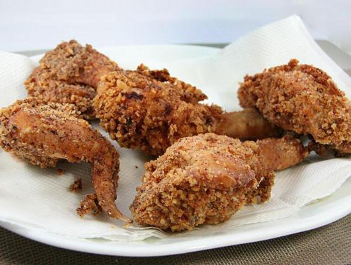 Drain your fried chicken on a paper towel covered plate. 