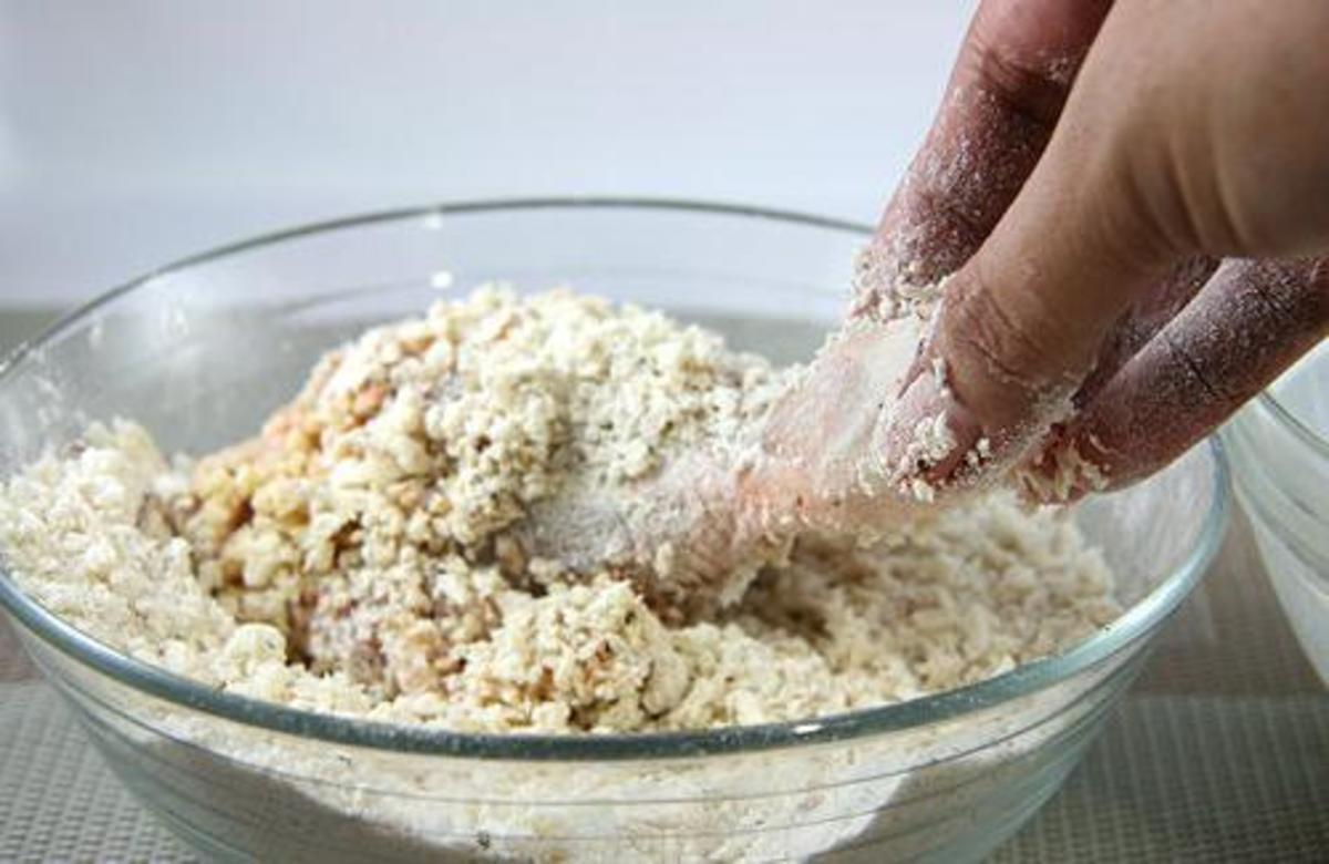 When you remove the chicken from the buttermilk  roll it in flour with salt, pepper, and parsley. 
