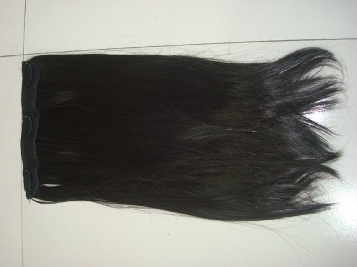 Hair extension for a hair weave. These are often obainted from Indian temples, where the hair is sacrificed by worshipers.