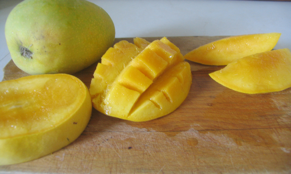 cutting a mango