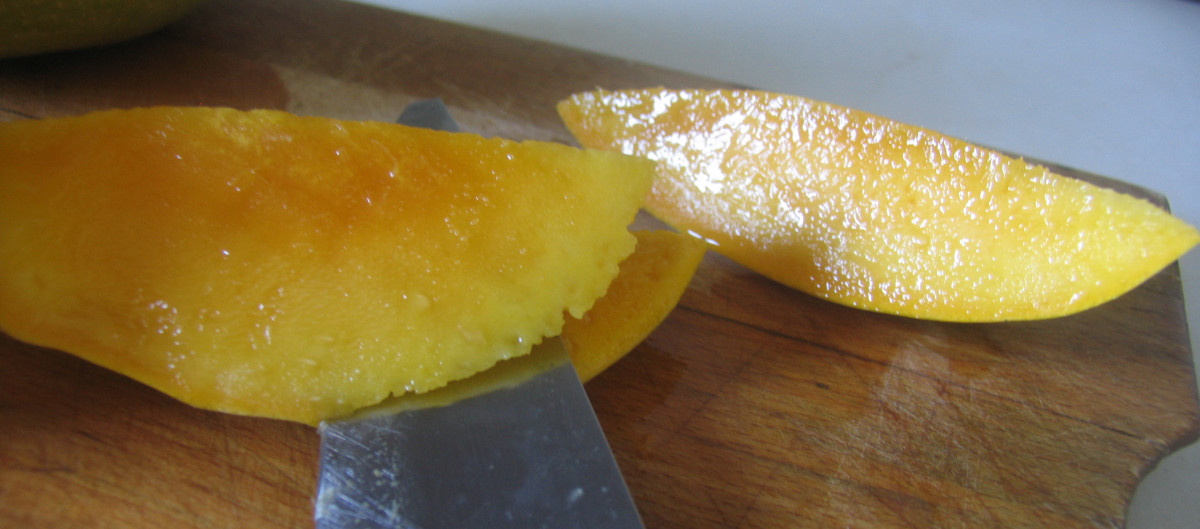 Removing the mango skin