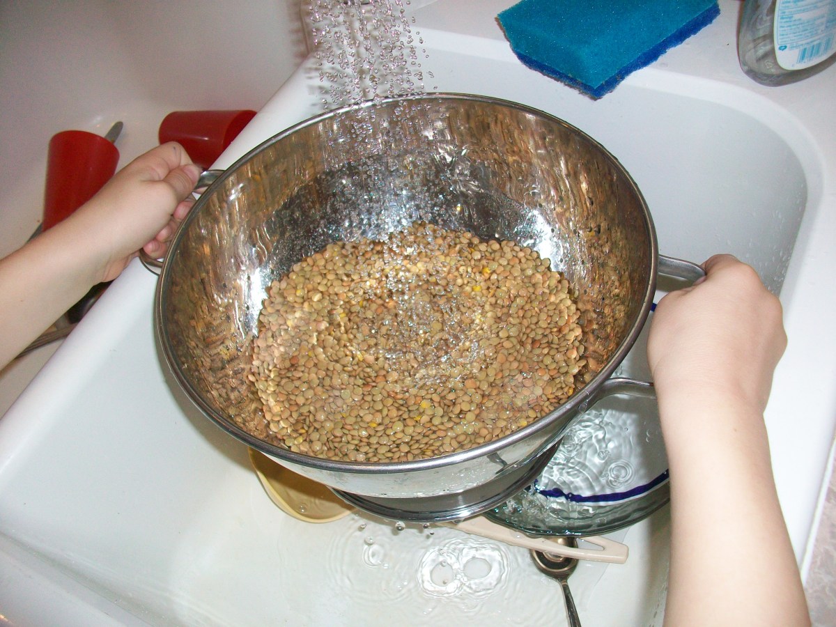 Rinse the lentils and make sure no tiny stones are hiding among them.