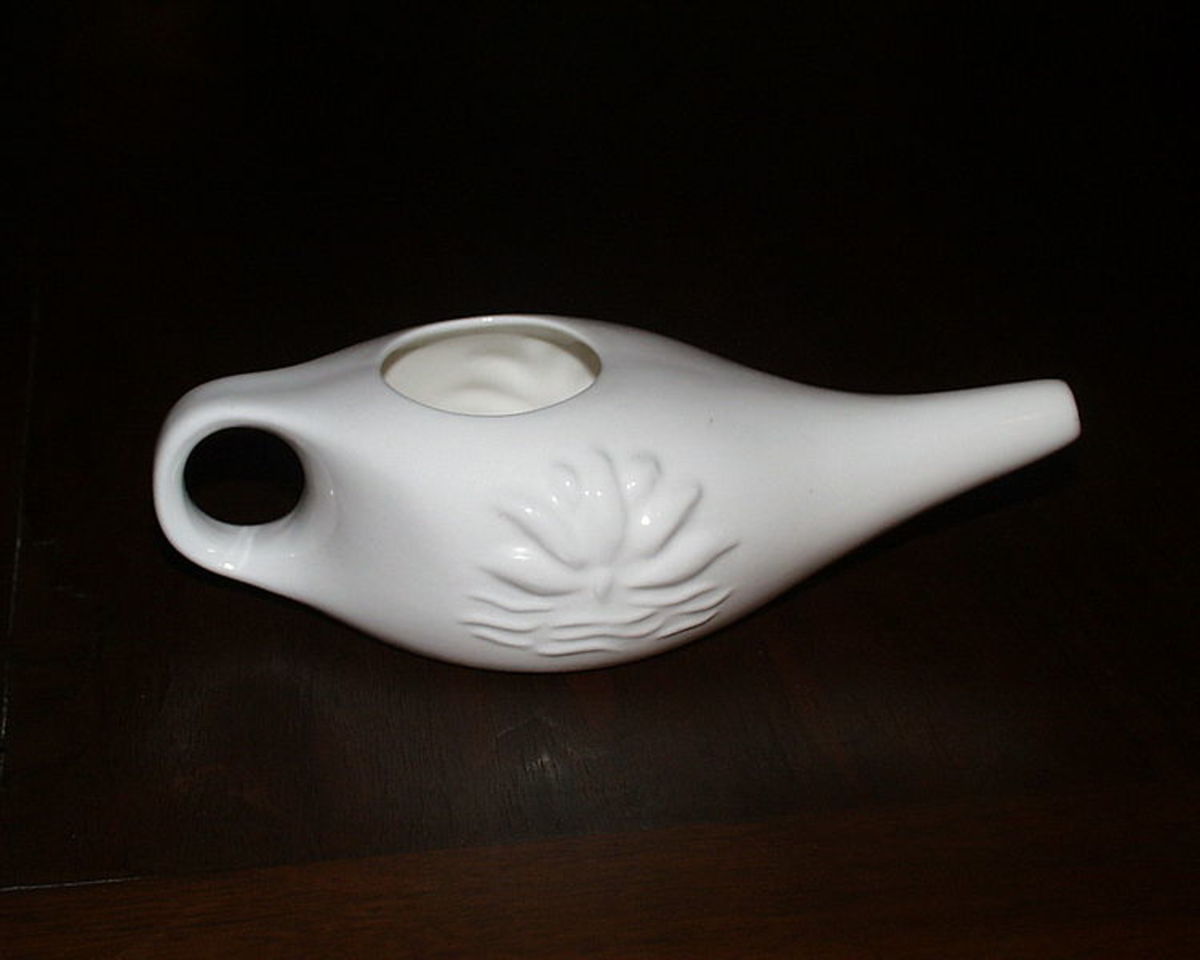 A neti pot provides an herbal nostril wash. 