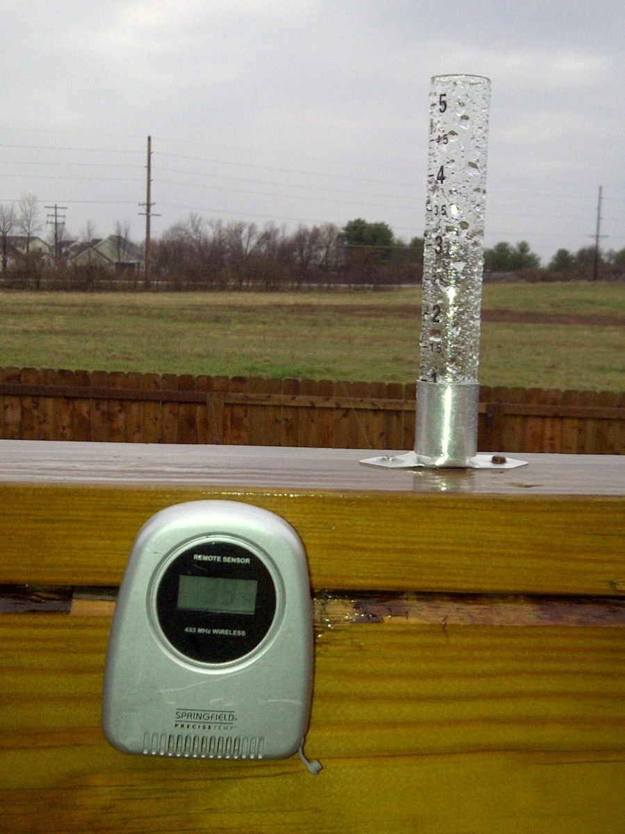 Wireless thermometer and simple rain gauge