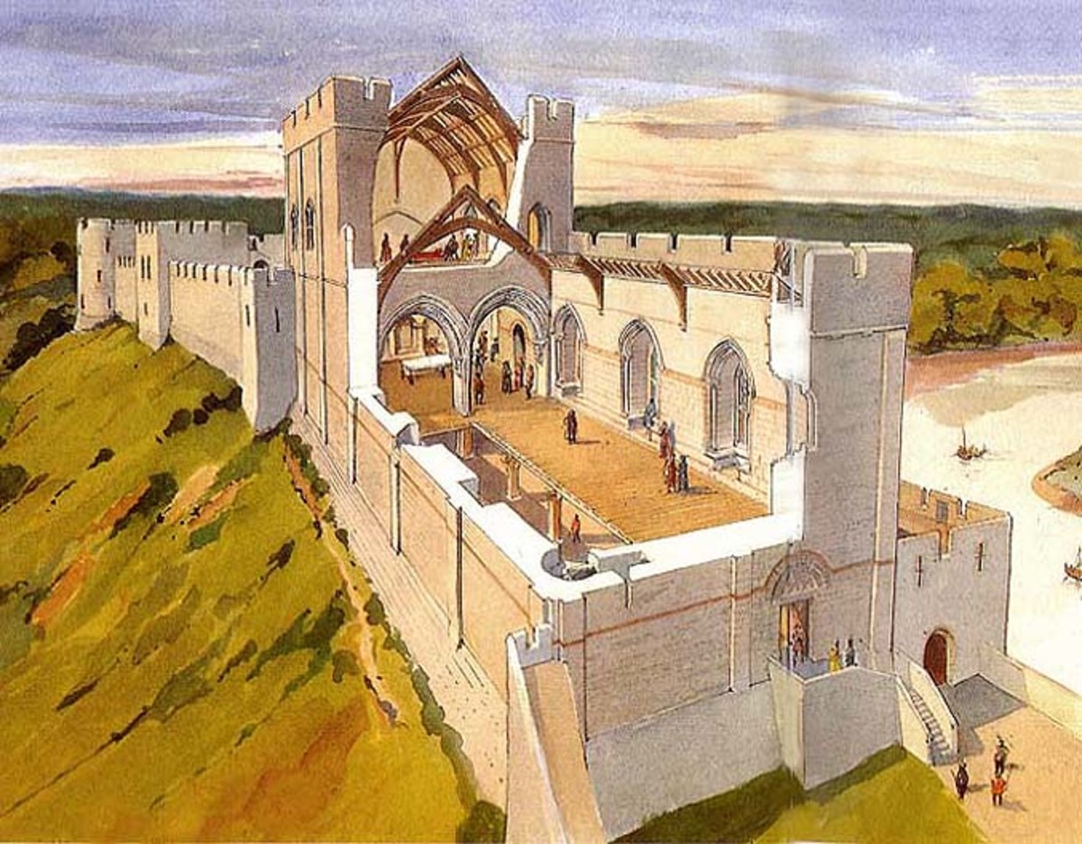 Chepstow Castle keep cross-section showing the hall on the upper level