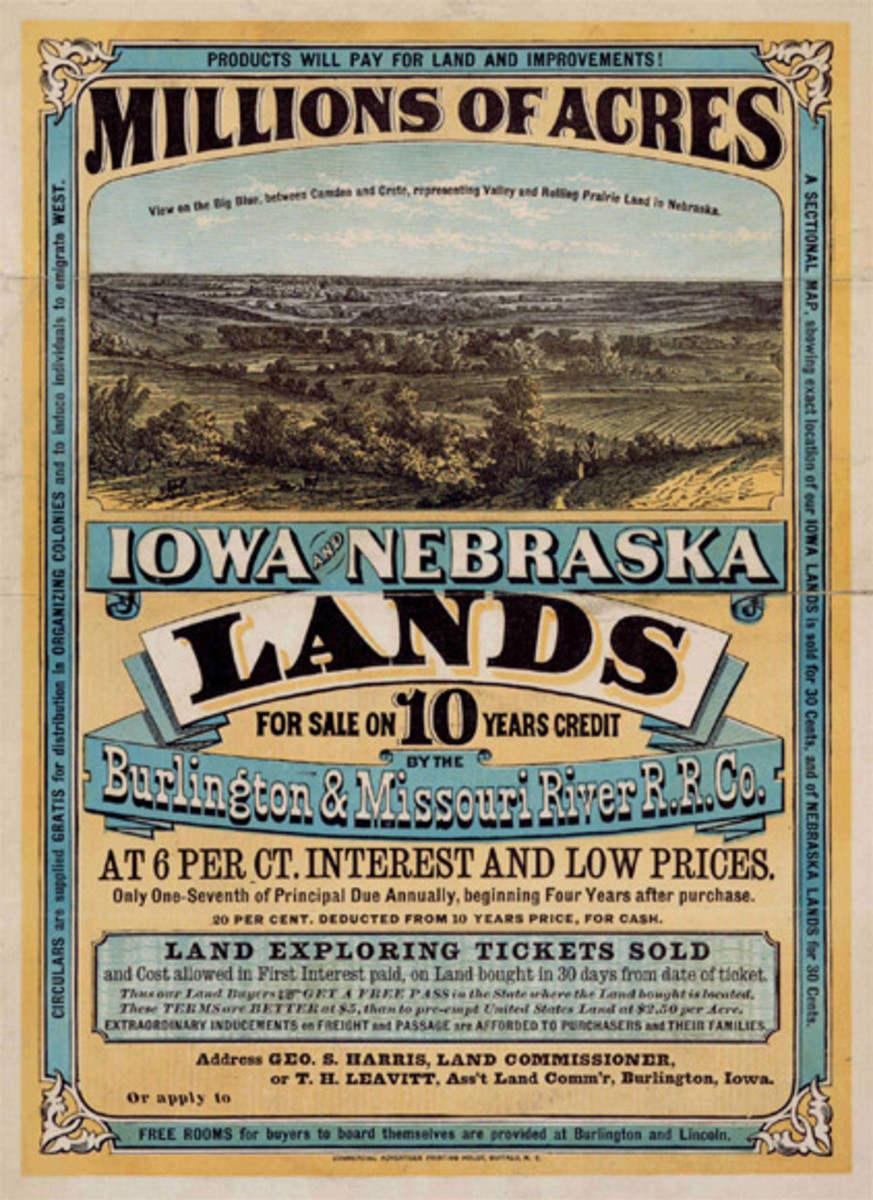 Land for sale during the Homestead Act in Iowa and Nebraska
