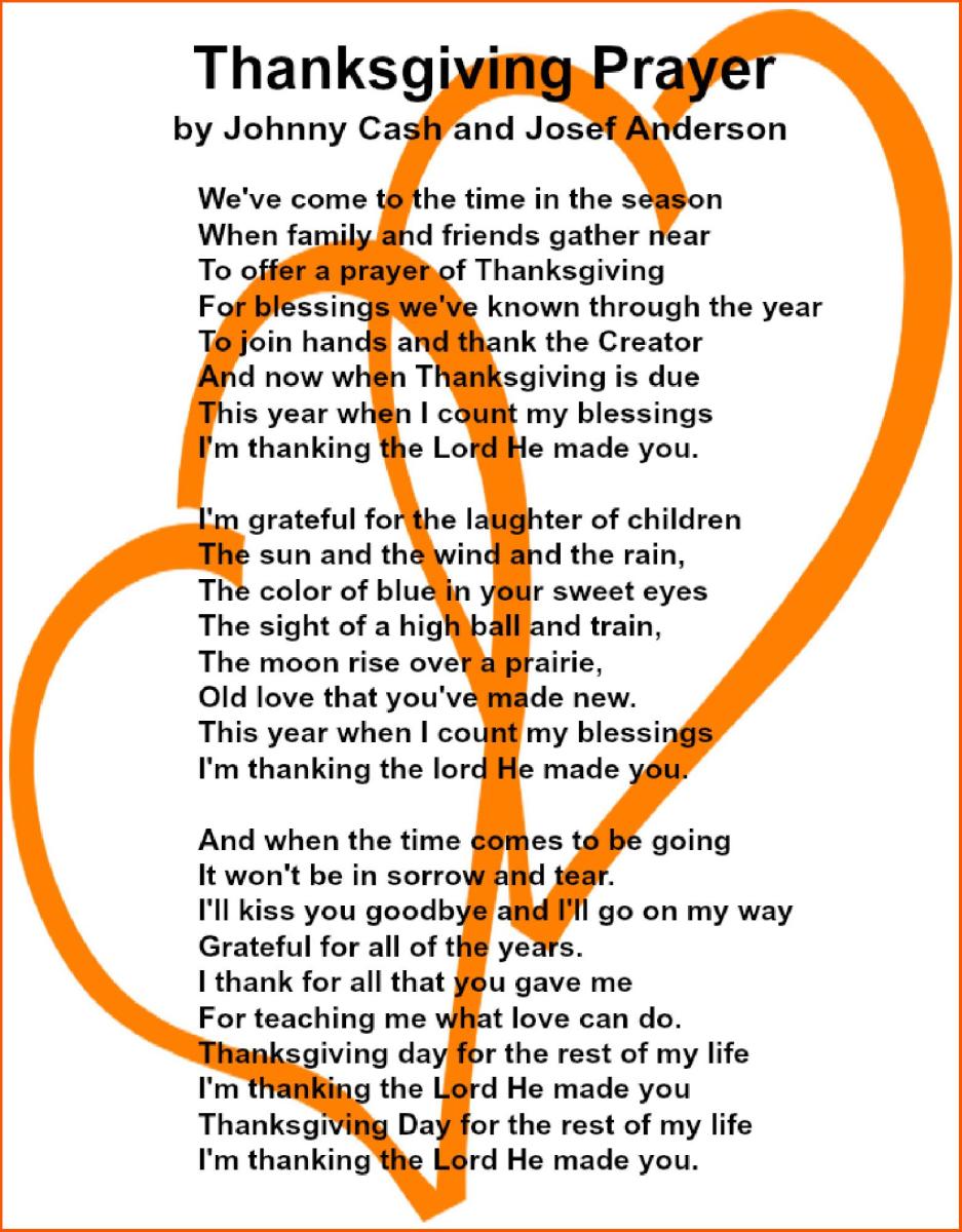 A Thanksgiving Prayer Lyrics by Johnny Cash and Josef Anderson