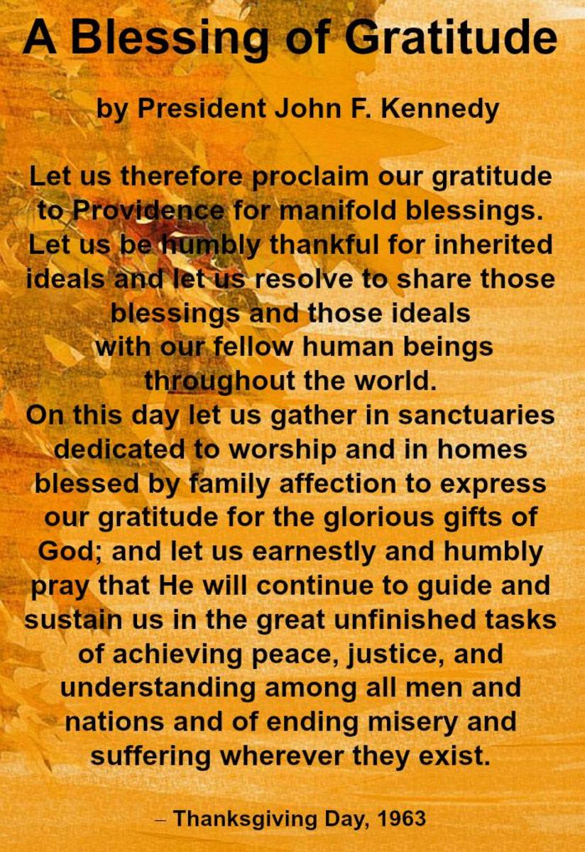 A Blessing of Gratitude Thanksgiving Proclamation by John F. Kennedy 1963